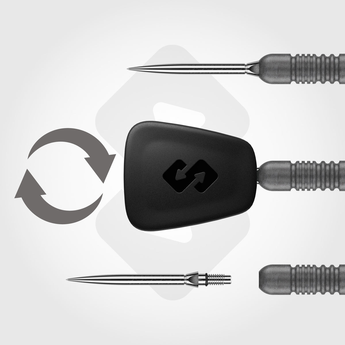 Winmau MVG TS smooth silver 28mm Switch Points and included point-changing tool