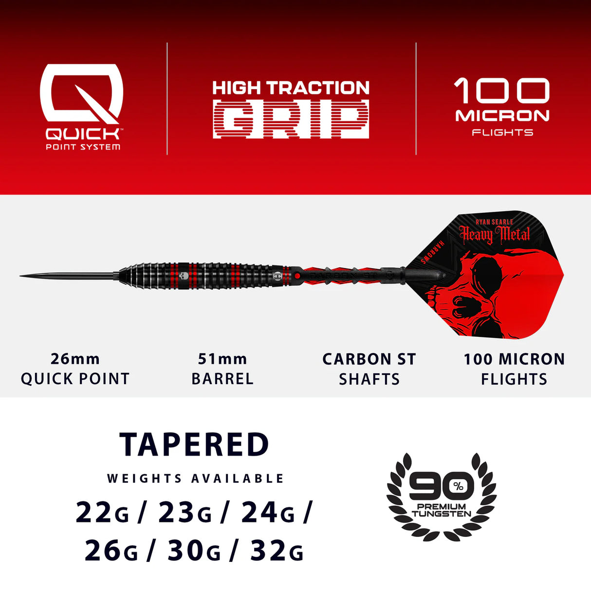 Harrows - Ryan Searle Heavy Metal - 90% Tungsten Darts (QP)