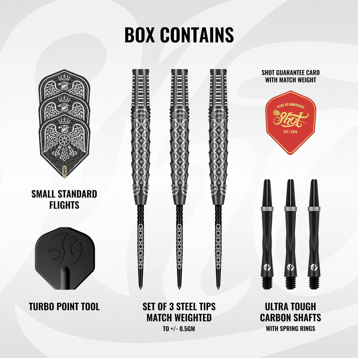 Shot Goths Wulfaz darts – set of three centre-weighted missiles