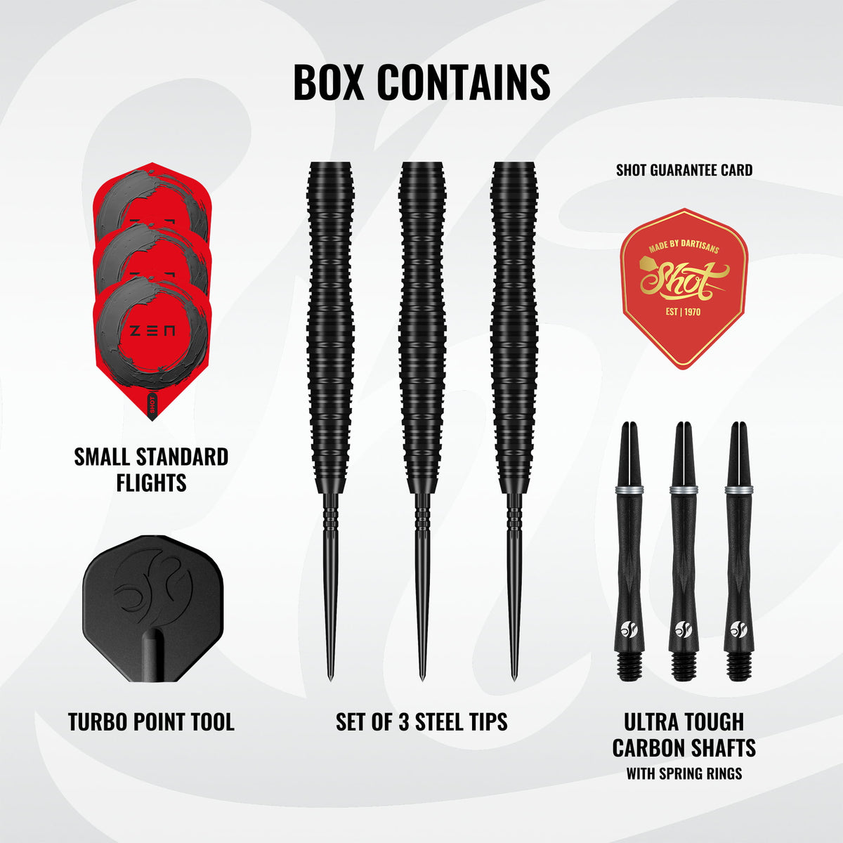 Shot Zen Scallop darts – set of three front-weighted scalloped barrels