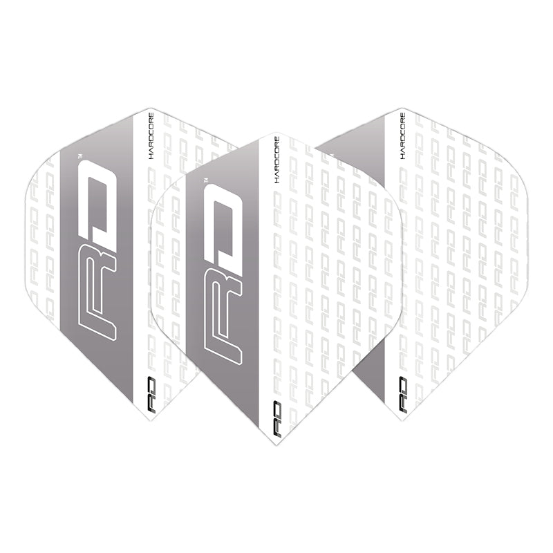 Set of three Red Dragon Hardcore XT white and grey No.2 dart flights