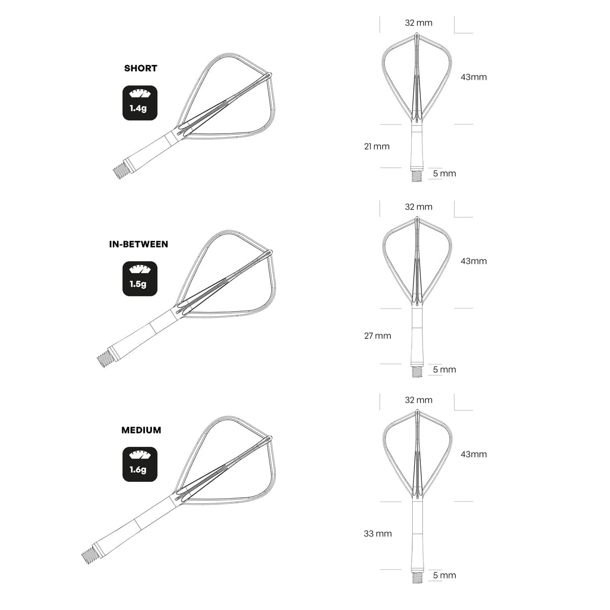Shot Flight Deck Kite - specifications and size diagram
