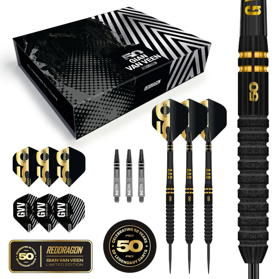 Red Dragon - Gian Van Veen 50 Year Anniversary Limited Edition - 90% Tungsten Darts