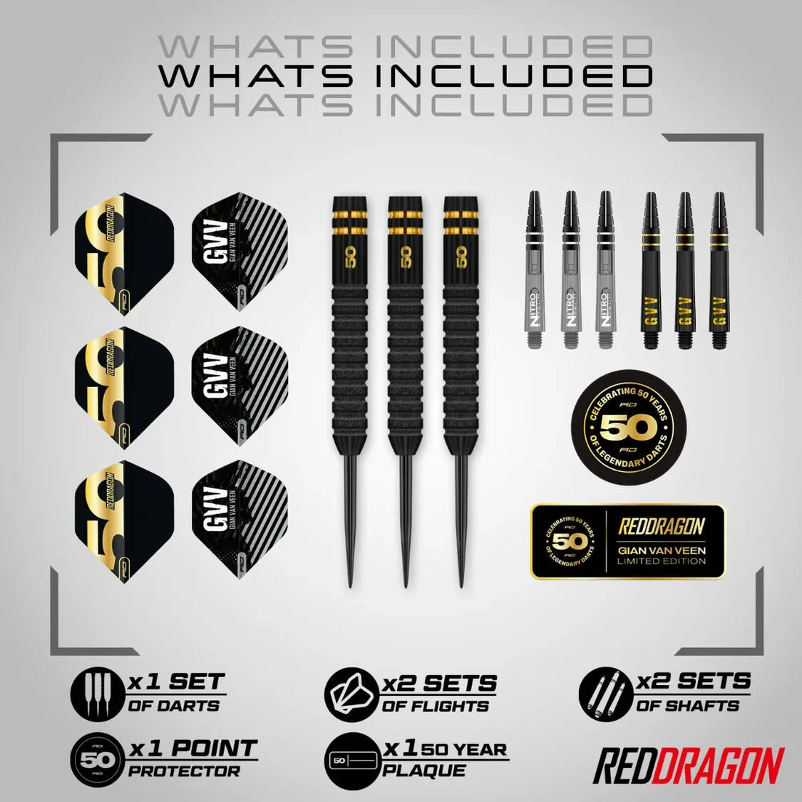Red Dragon - Gian Van Veen 50 Year Anniversary Limited Edition - 90% Tungsten Darts