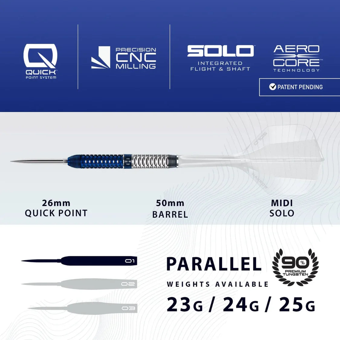 Harrows - GEO 01 Parallel - 90% Tungsten Darts (QP)