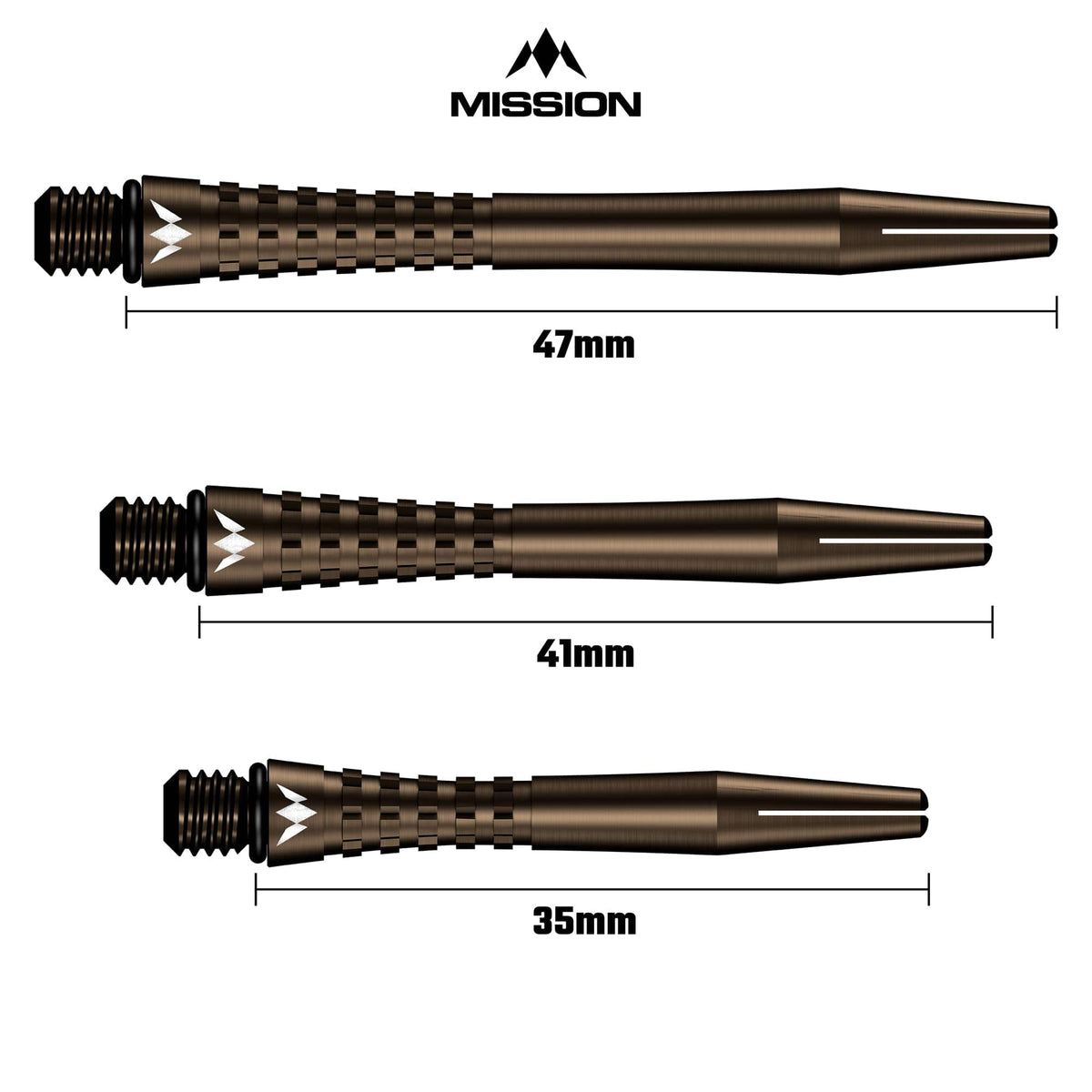 Mission Atom13 anodised aluminium dart shafts - bronze - view 6