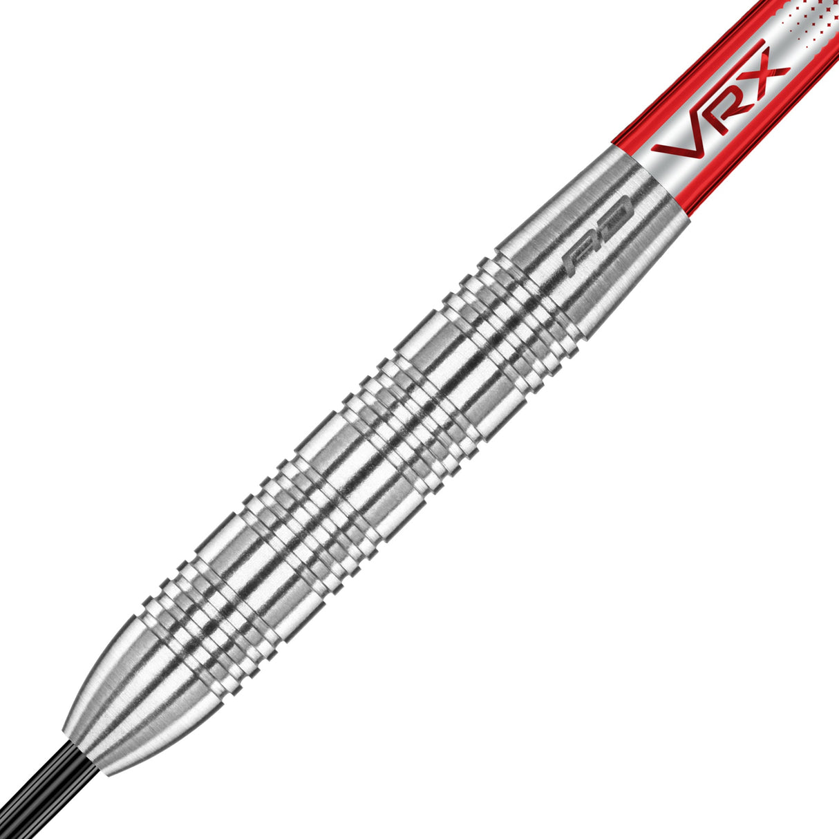 Red Dragon Hell Fire B dart at an angle showing the full setup