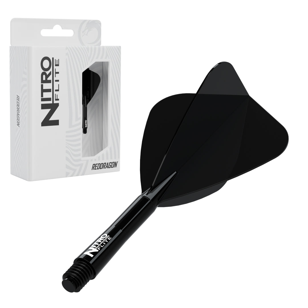 Red Dragon Nitro Flite Kite medium with black stem and black flight, with retail packaging