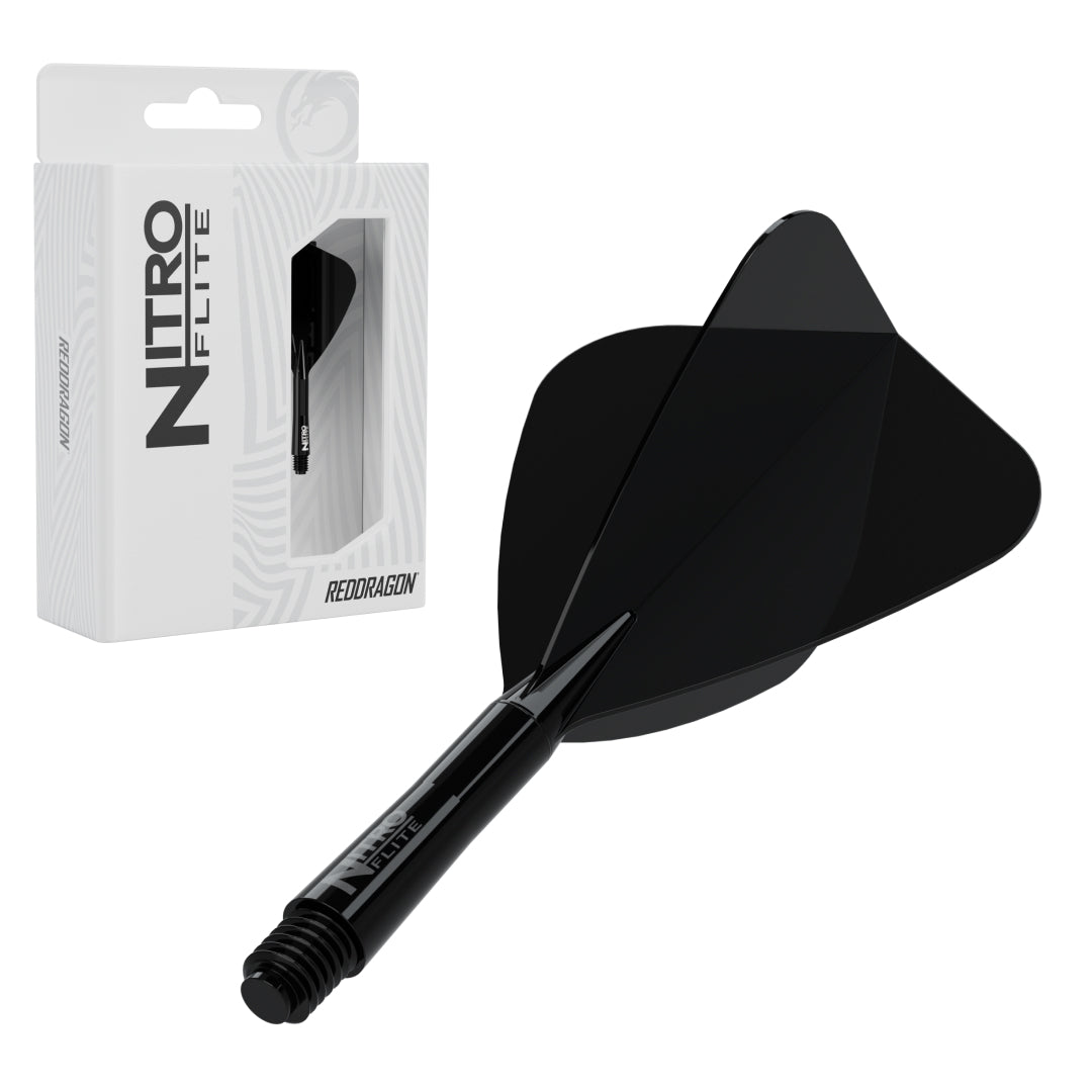 Red Dragon Nitro Flite Kite short with black stem and black flight, with retail packaging