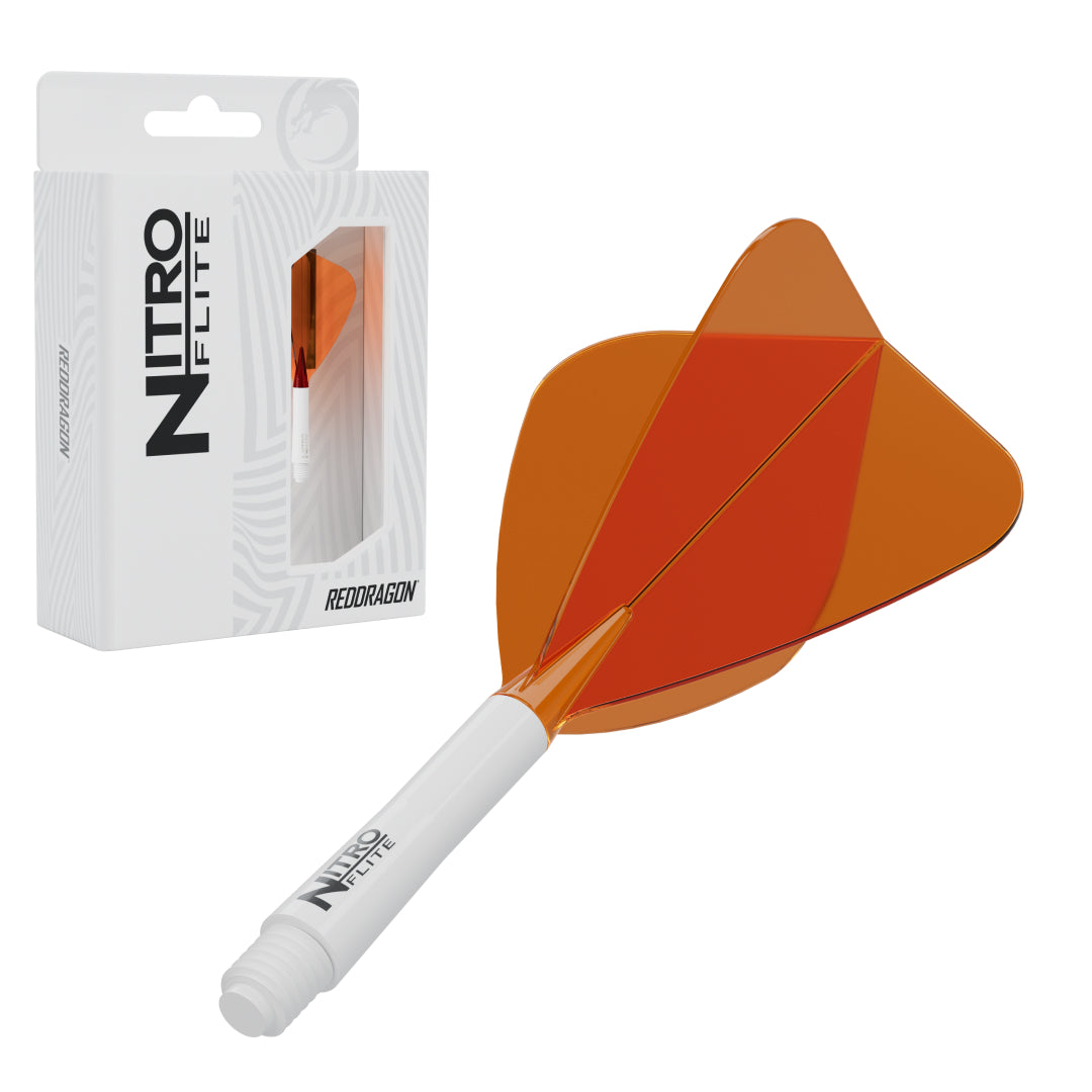 Red Dragon Nitro Flite Kite medium with white stem and orange flight, with retail packaging