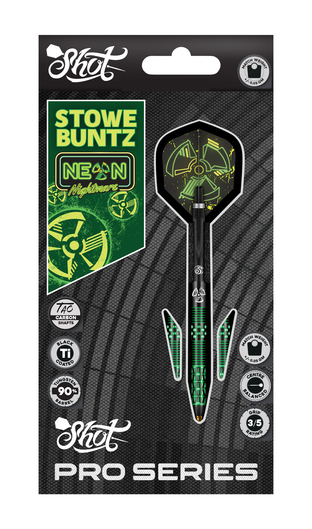 Shot - Stowe Buntz 2.0 Black - 90% Tungsten Darts