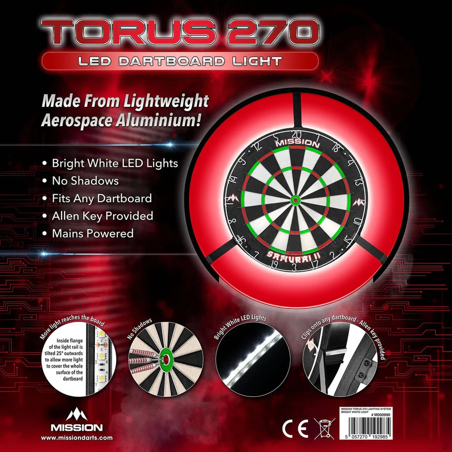 Mission Torus 270 - Dartboard Lighting - Bright White Light (5 Colours)