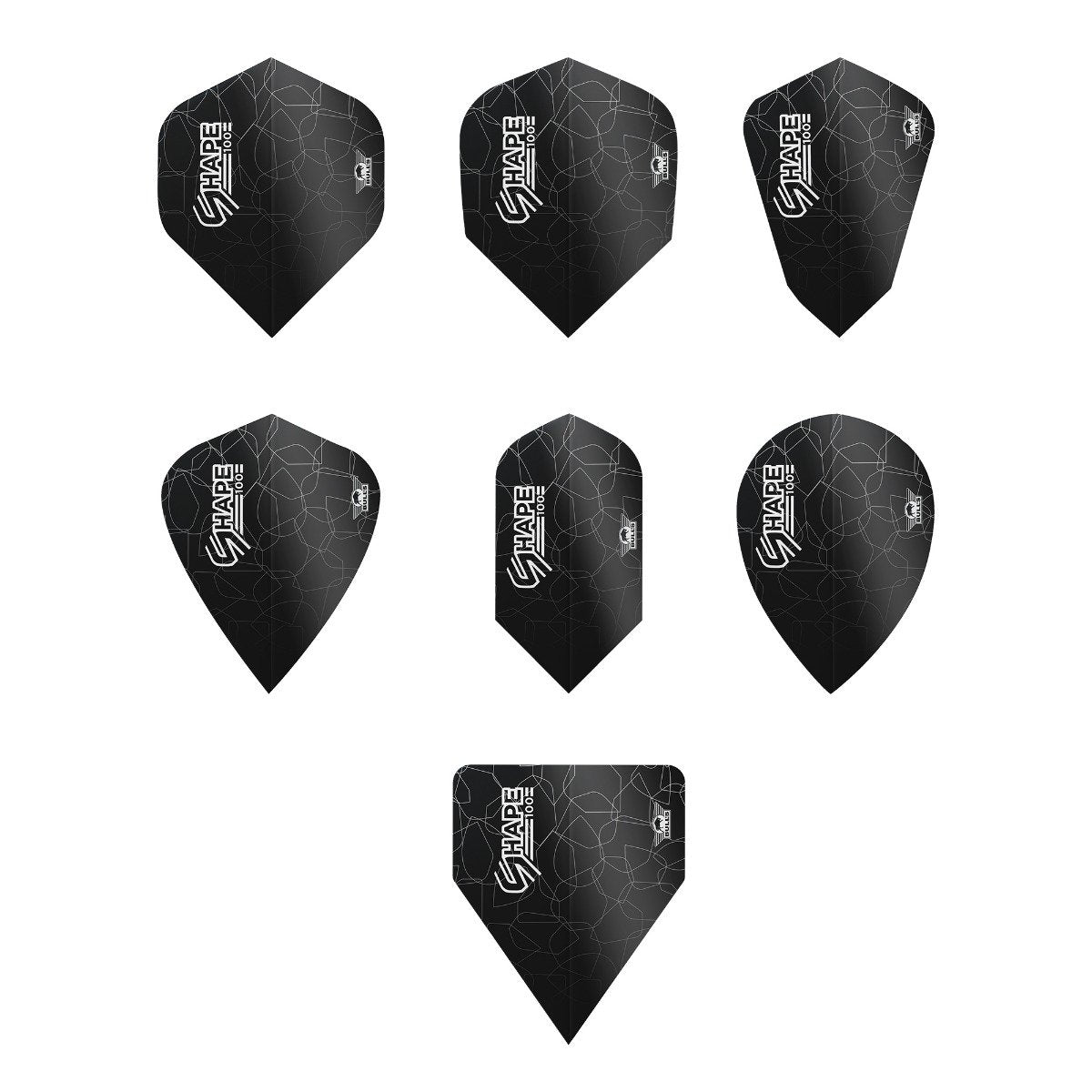 Bull's NL Shape Test Kit - all seven Shape 100 flight shapes in black