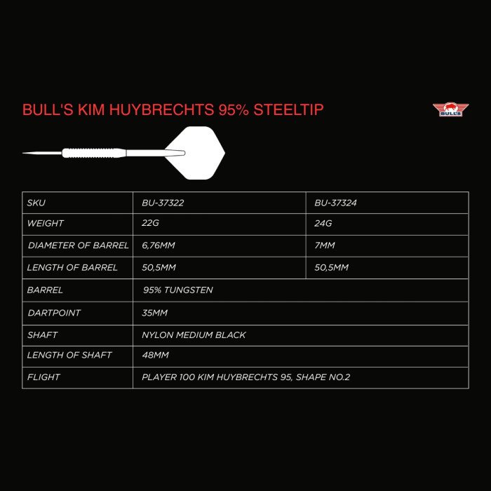 Bull's NL - Kim Huybrechts Blue - 95% Tungsten Darts