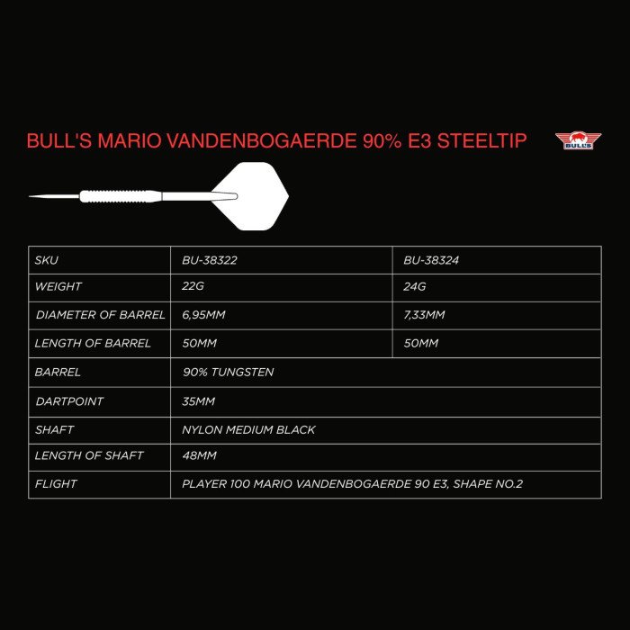 Bull's NL - Mario Vandenbogaerde E3 - 90% Tungsten Darts