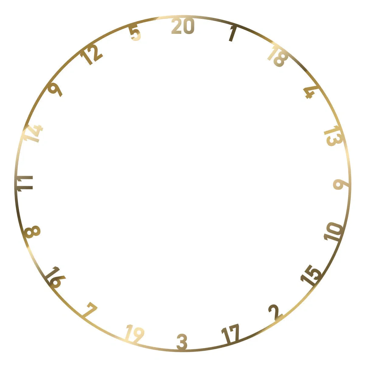 Gold metal dartboard number ring displayed in full view on white background for dartboard accessory upgrade