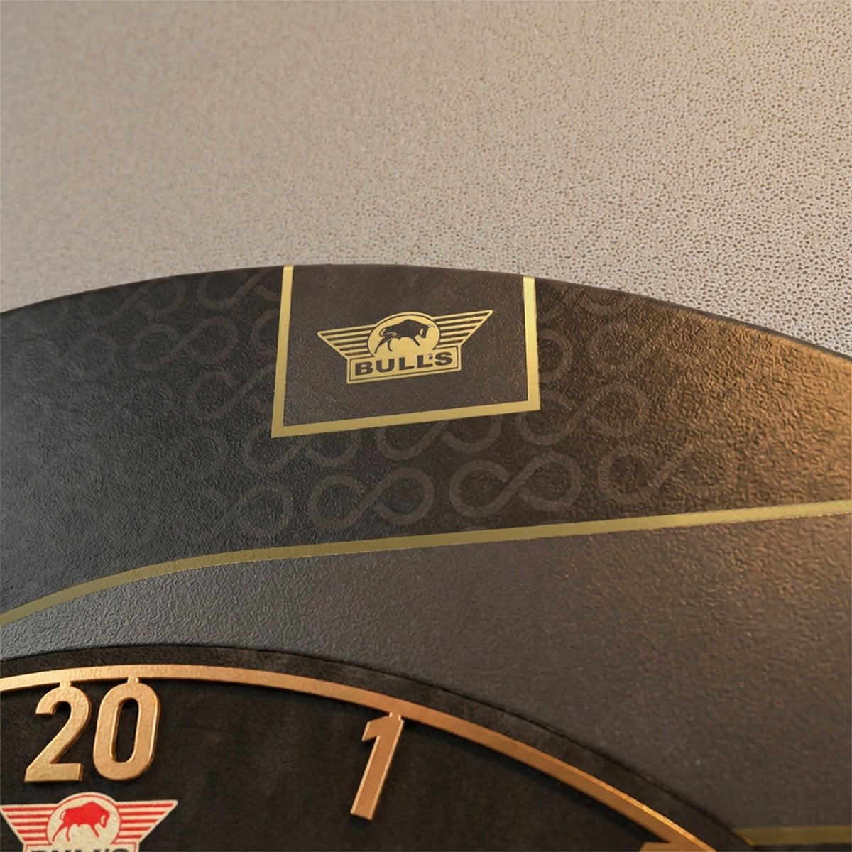 Close-up of the gold Bull's crest detail on the Advantage 8 surround