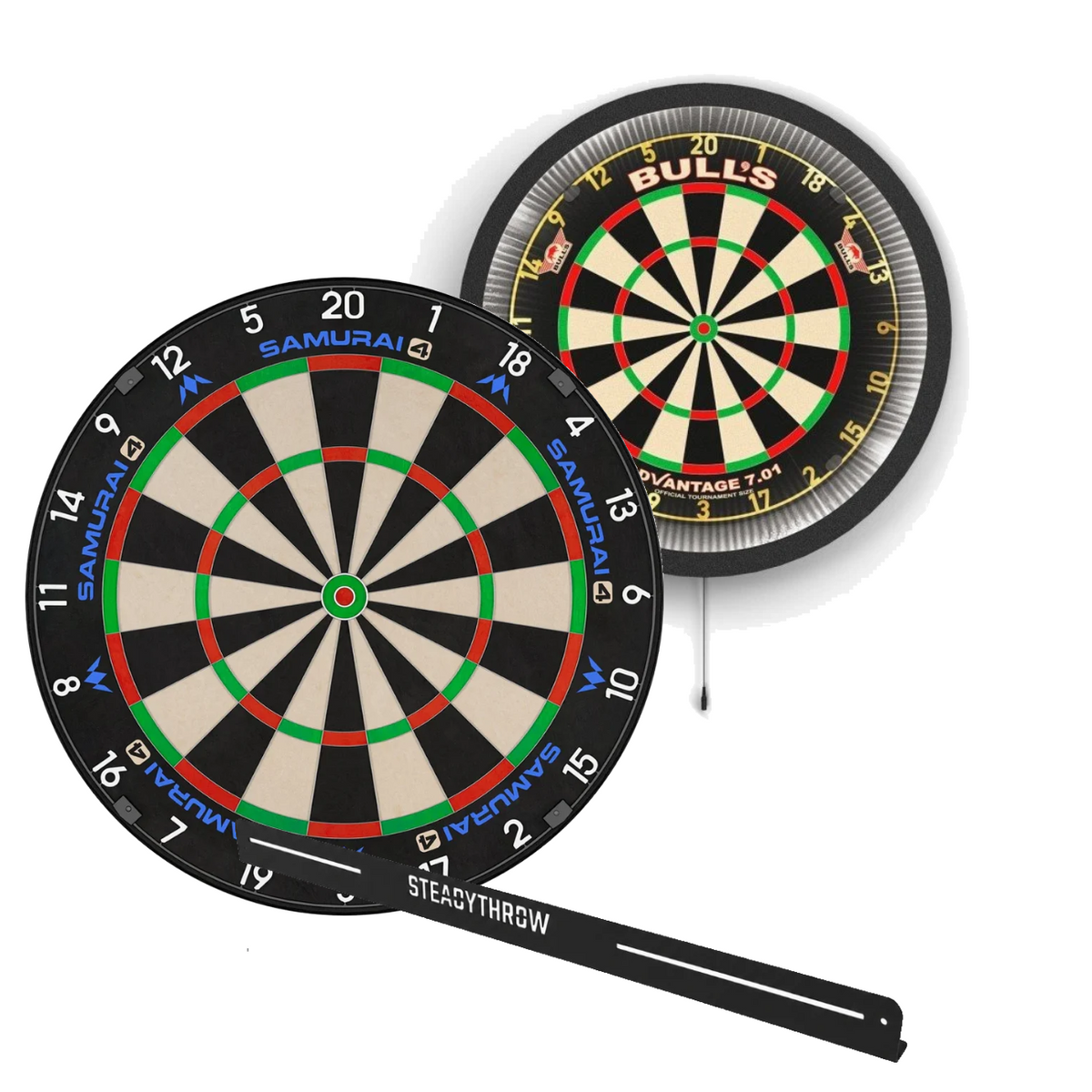 Complete Darts Setup Bundle - Samurai 4 White + Lumo 2 + SteadyThrow