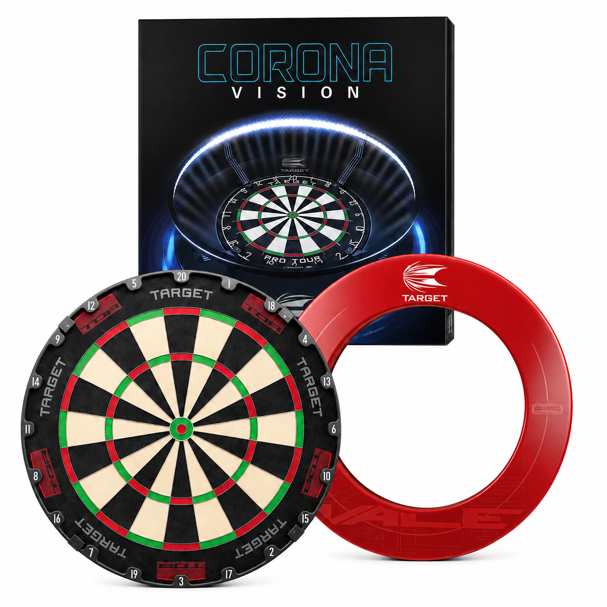 Corona Vision Light + TOR Dartboard + Vale Surround Bundle