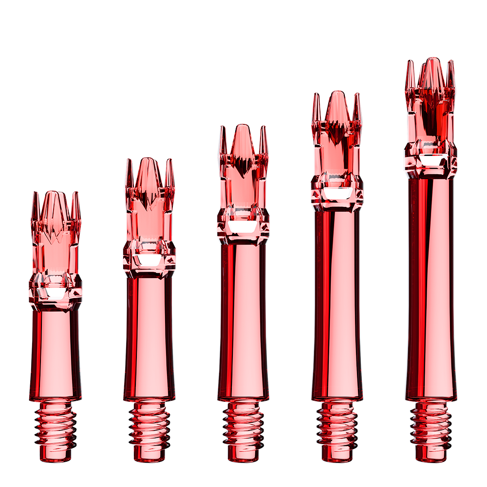 L-Style L-System spare shafts in Clear Red shown across the length range