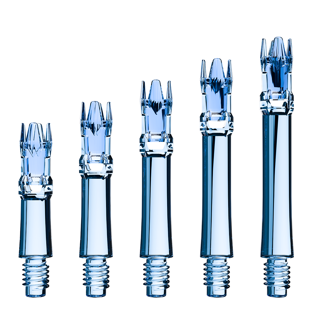 L-Style L-System spare shafts in Clear Blue shown across the length range