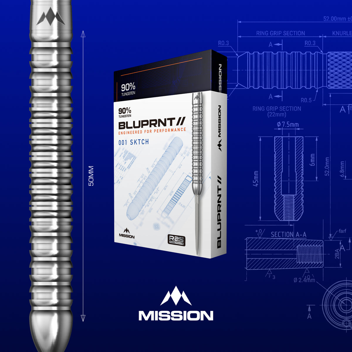 Mission BLUPRNT SKTCH 90% tungsten darts - packaging artwork