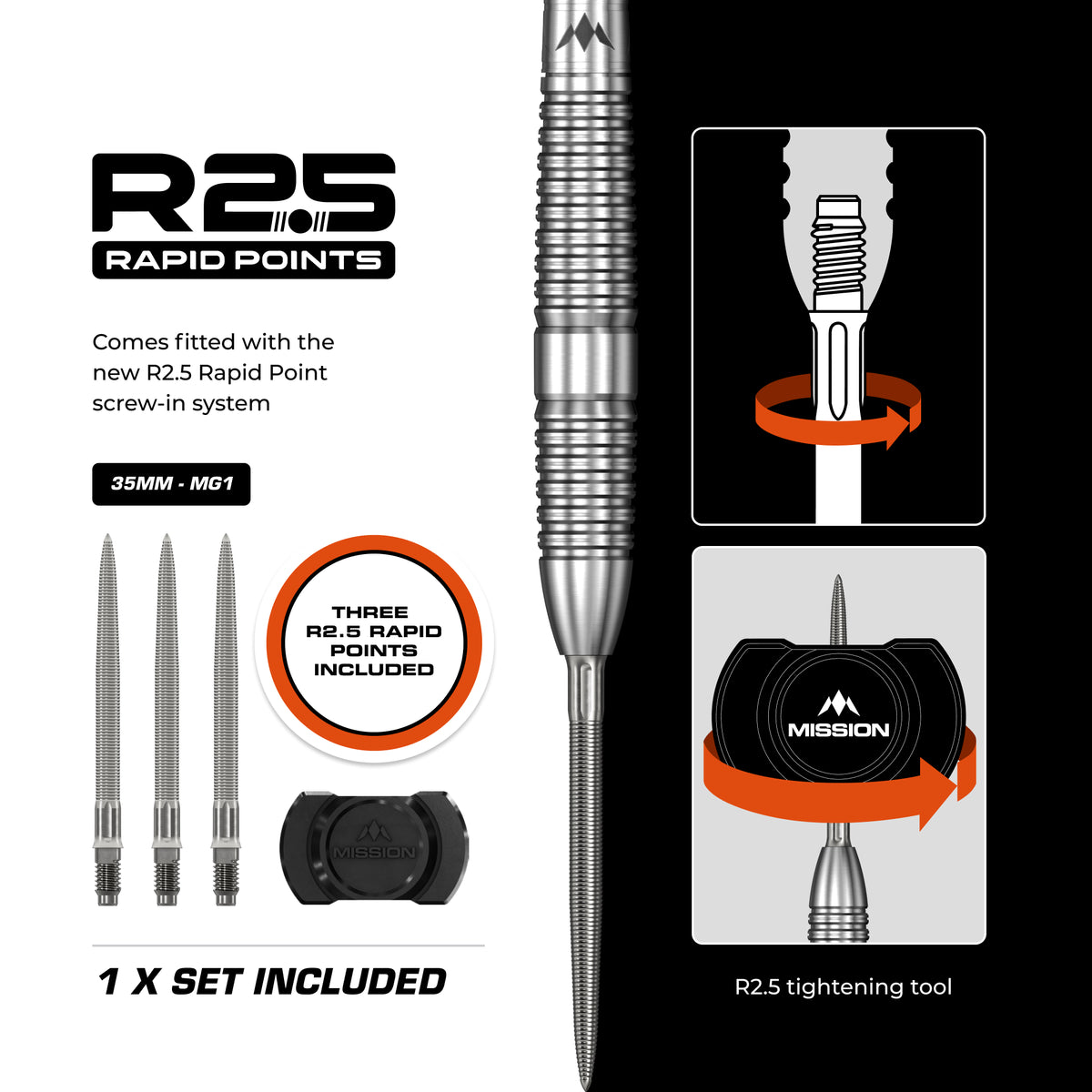Mission BLUPRNT FORMD 90% tungsten darts - R2.5 Rapid Points and tool