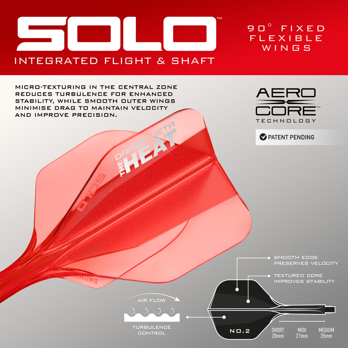 Damon Heta Solo No.2 integrated flight and shaft with Aero Core technology and 90 degree fixed wings