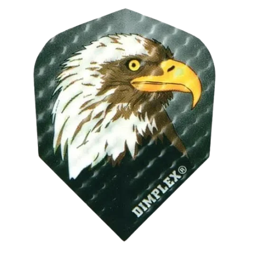 Dart flight featuring detailed eagle design, dimplex texture and black background, isolated on white for dart accessories