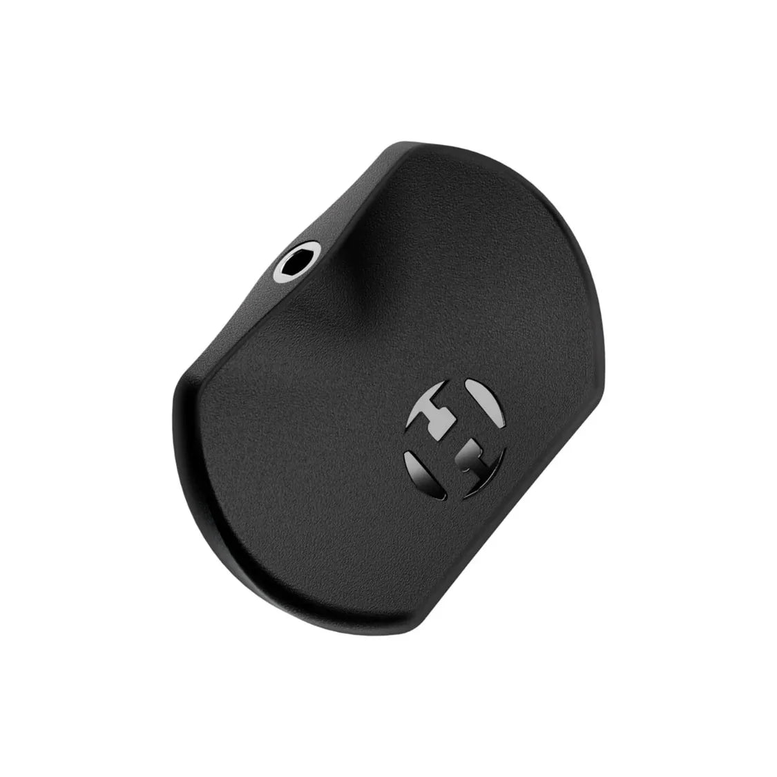 Black dart point tool angled view with visible metal insert, isolated on white background, essential dart accessory