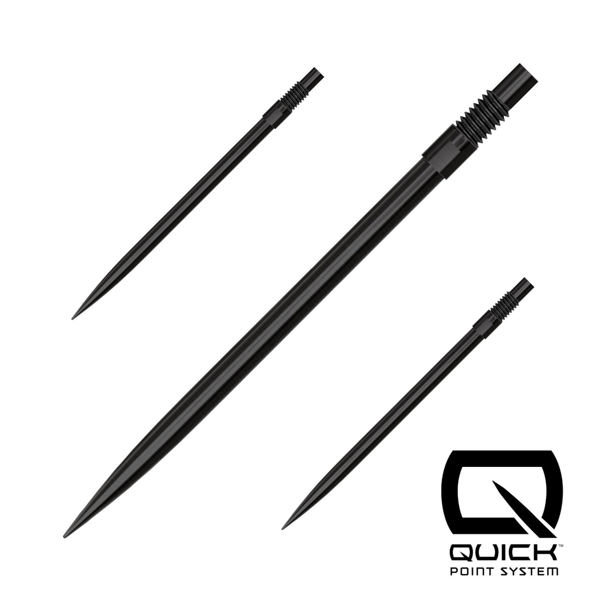 Black Harrows Quick Points, 40mm, set of three shown on a white background