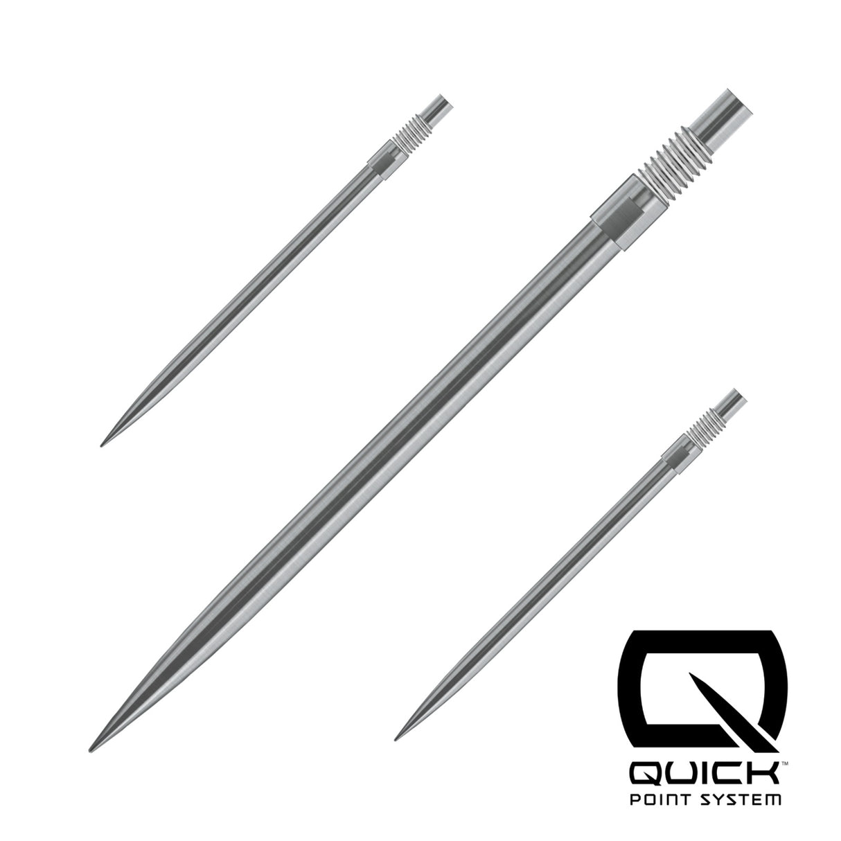 Silver Harrows Quick Points, 40mm, set of three shown on a white background
