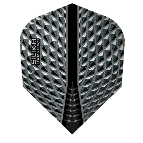 Single Silika Smokey No.2 dart flight with 3D geometric texture, close-up full view, 100 micron durable dart accessory