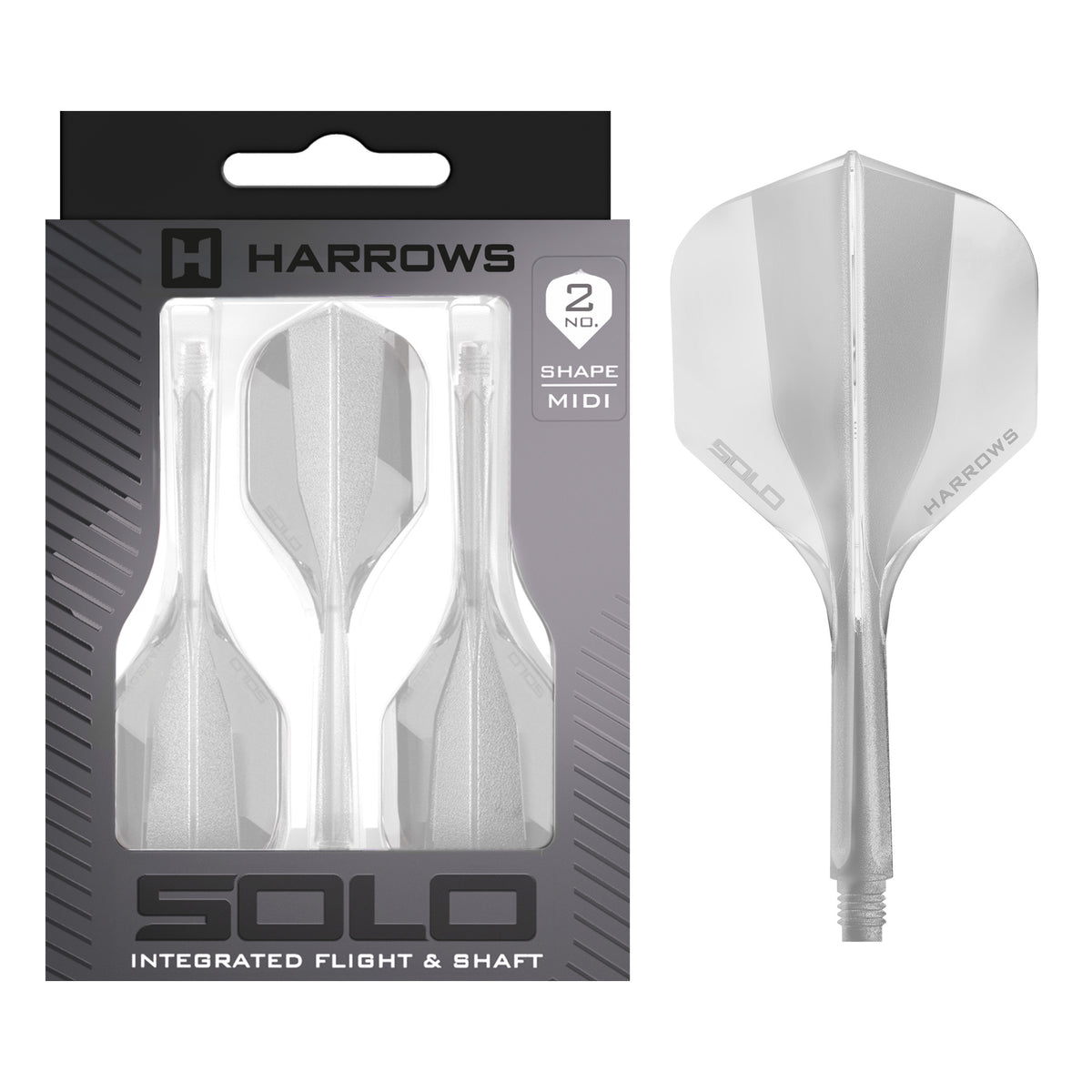 Harrows Solo No.2 in clear, Midi length, with retail packaging