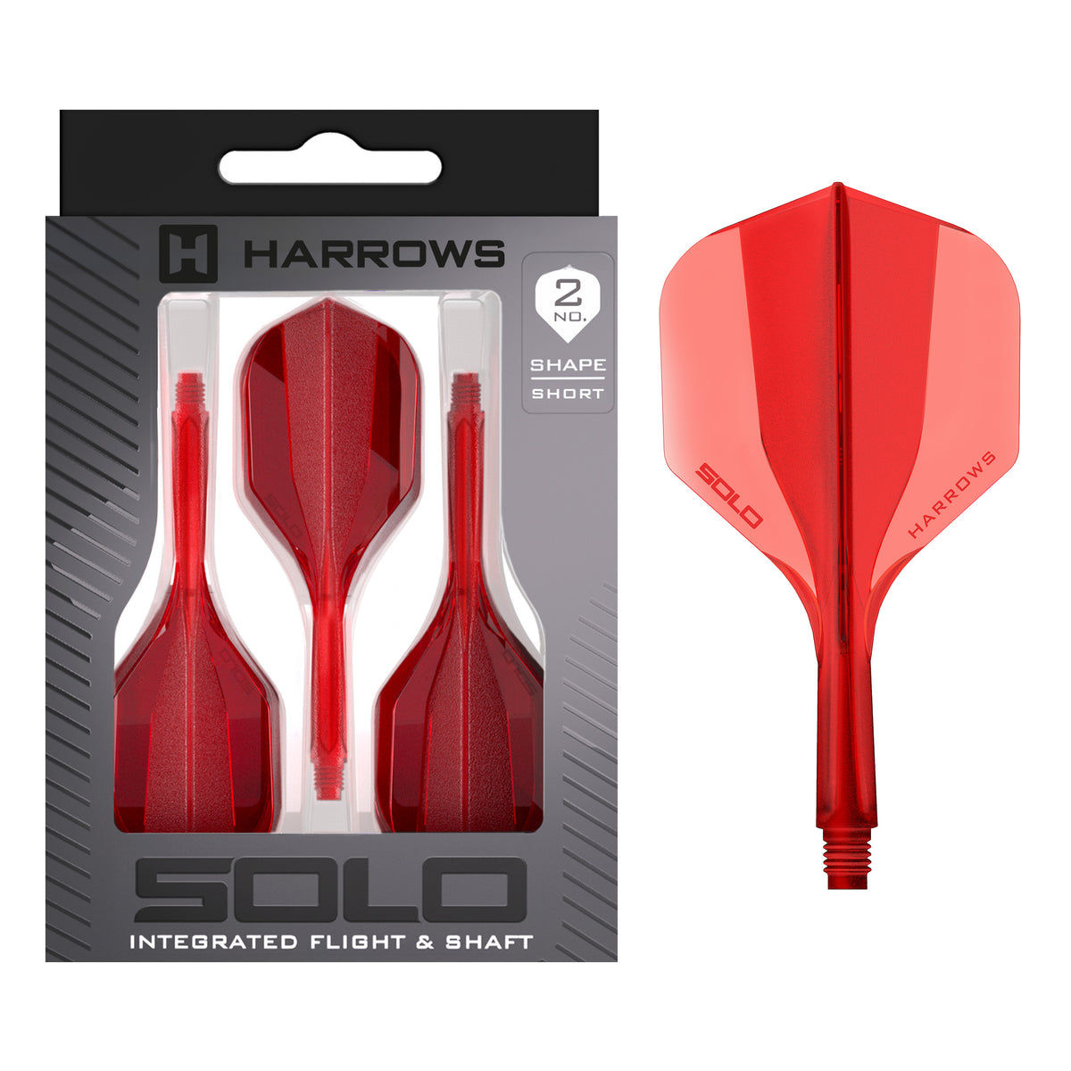 Harrows Solo No.2 in red, Short length, with retail packaging