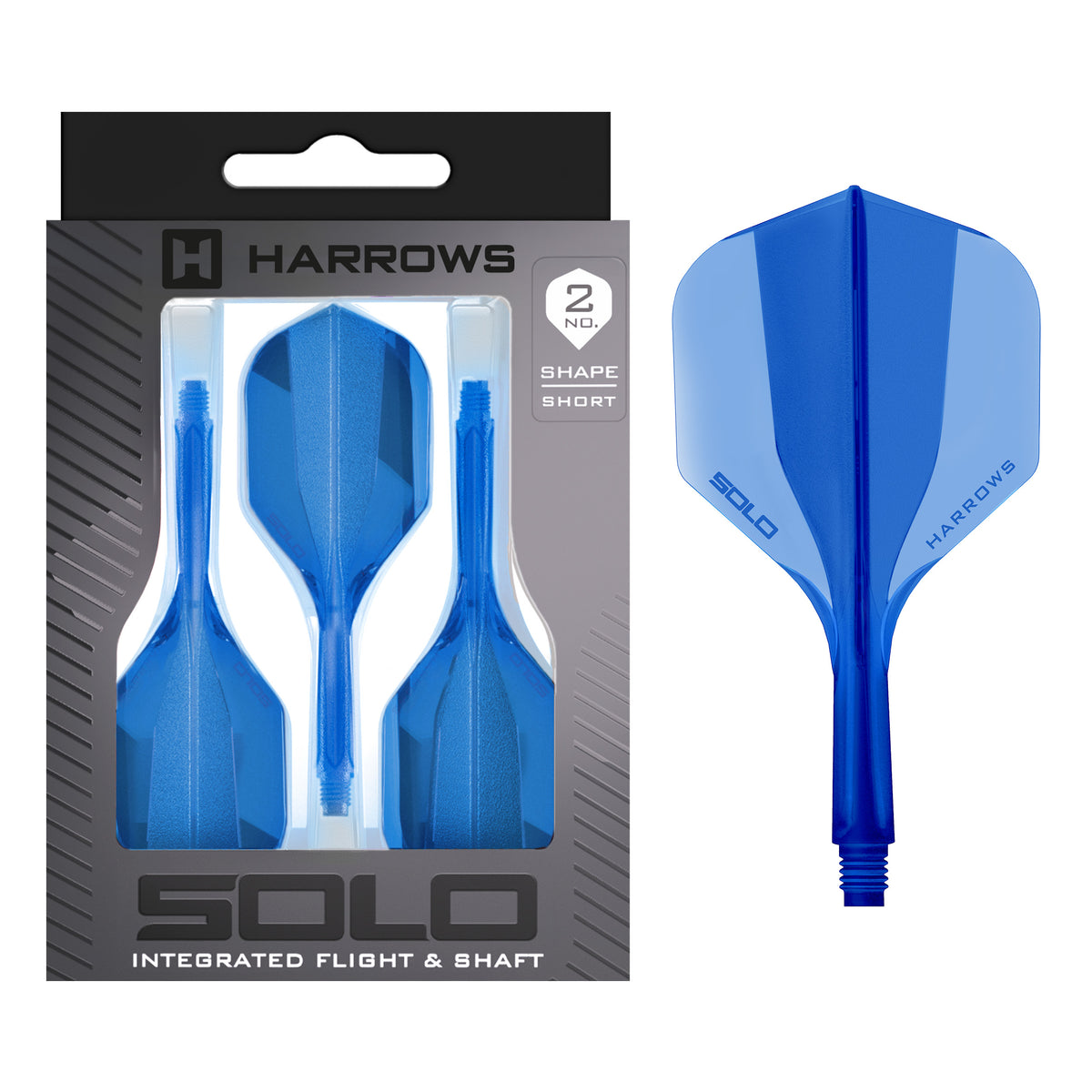 Harrows Solo No.2 in blue, Short length, with retail packaging