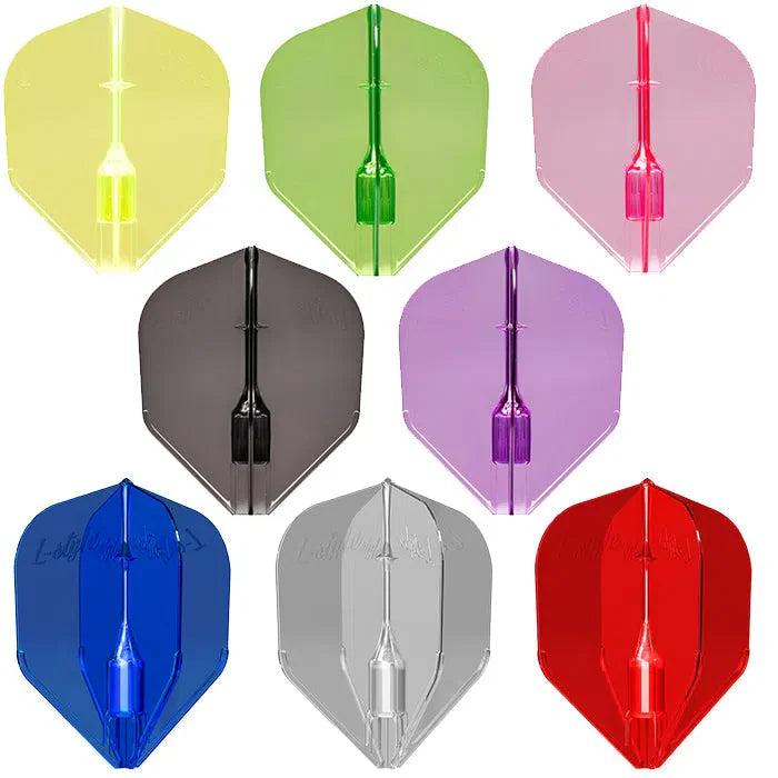 EZ L3 Fantom dart flights in eight vibrant colors, full view, displayed on white background for dart equipment buyers