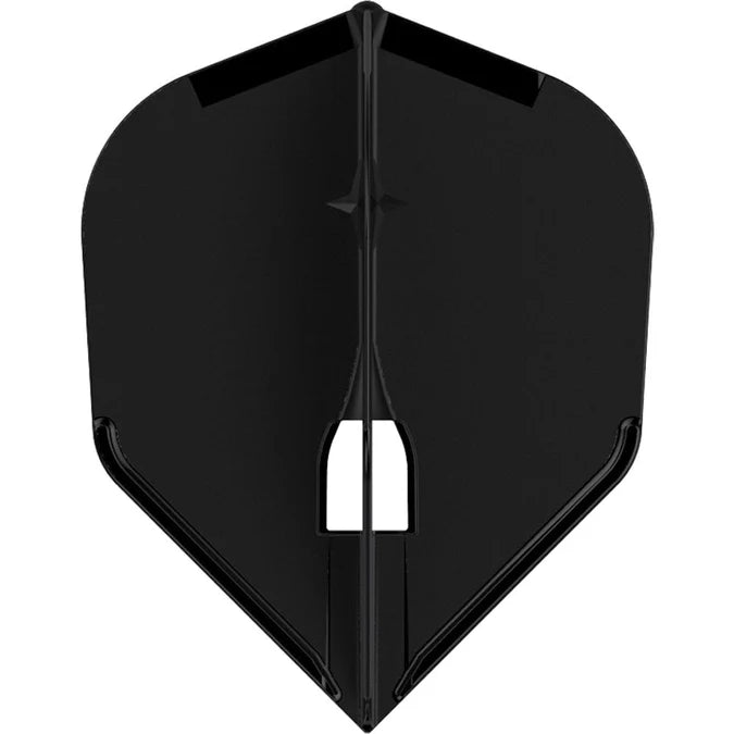 Black L3 shape dart flight shown flat on white background, single item, features precision cutout and reinforced edges