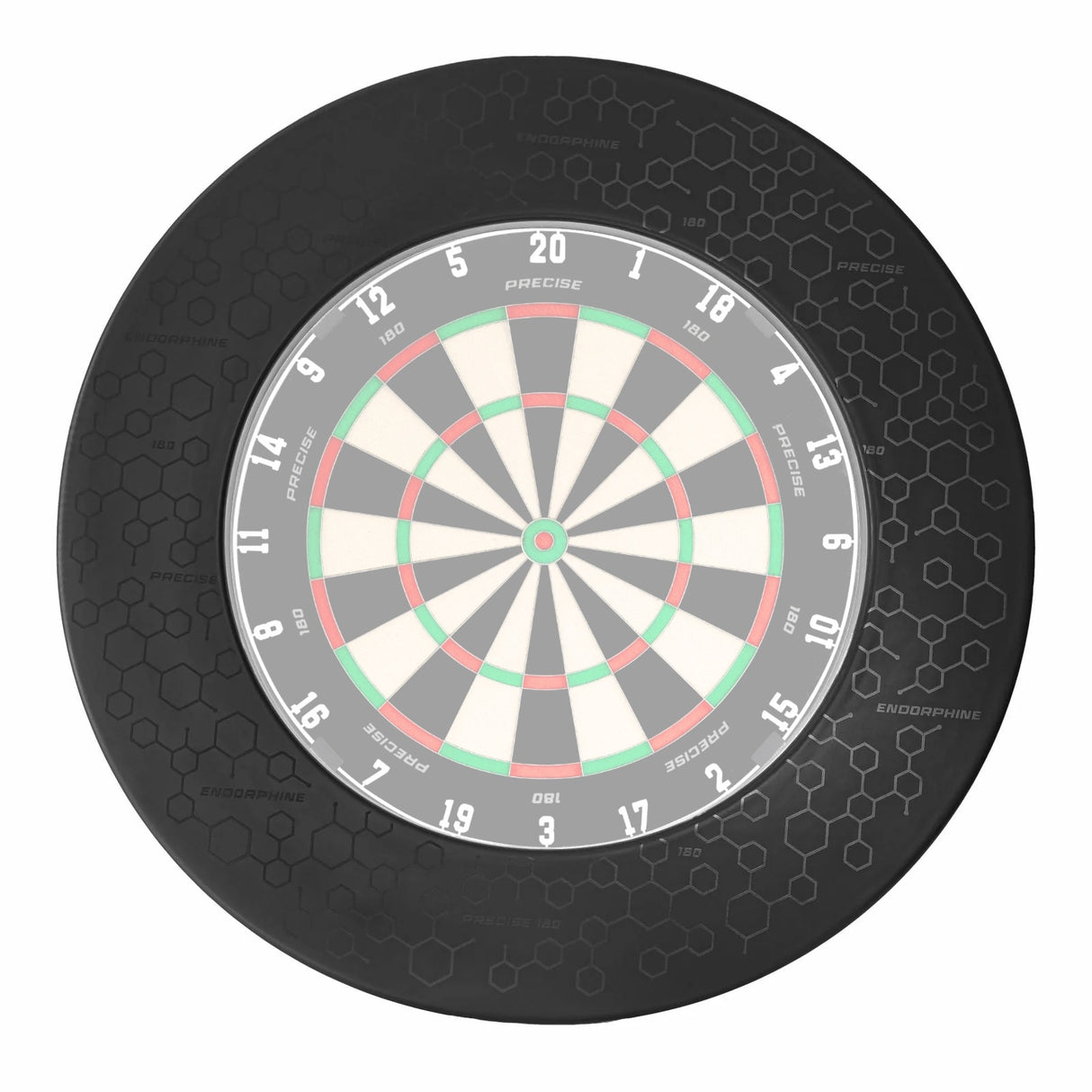 Precise 180 Pro Endorphine dartboard surround shown with a dartboard fitted