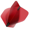 Angled view of single red No.2 dart flight with textured design, fully assembled and isolated on white background