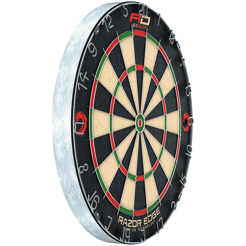 Angled dartboard view with clear wiring detail and number ring, isolated on white, ideal for steel tip darts setup