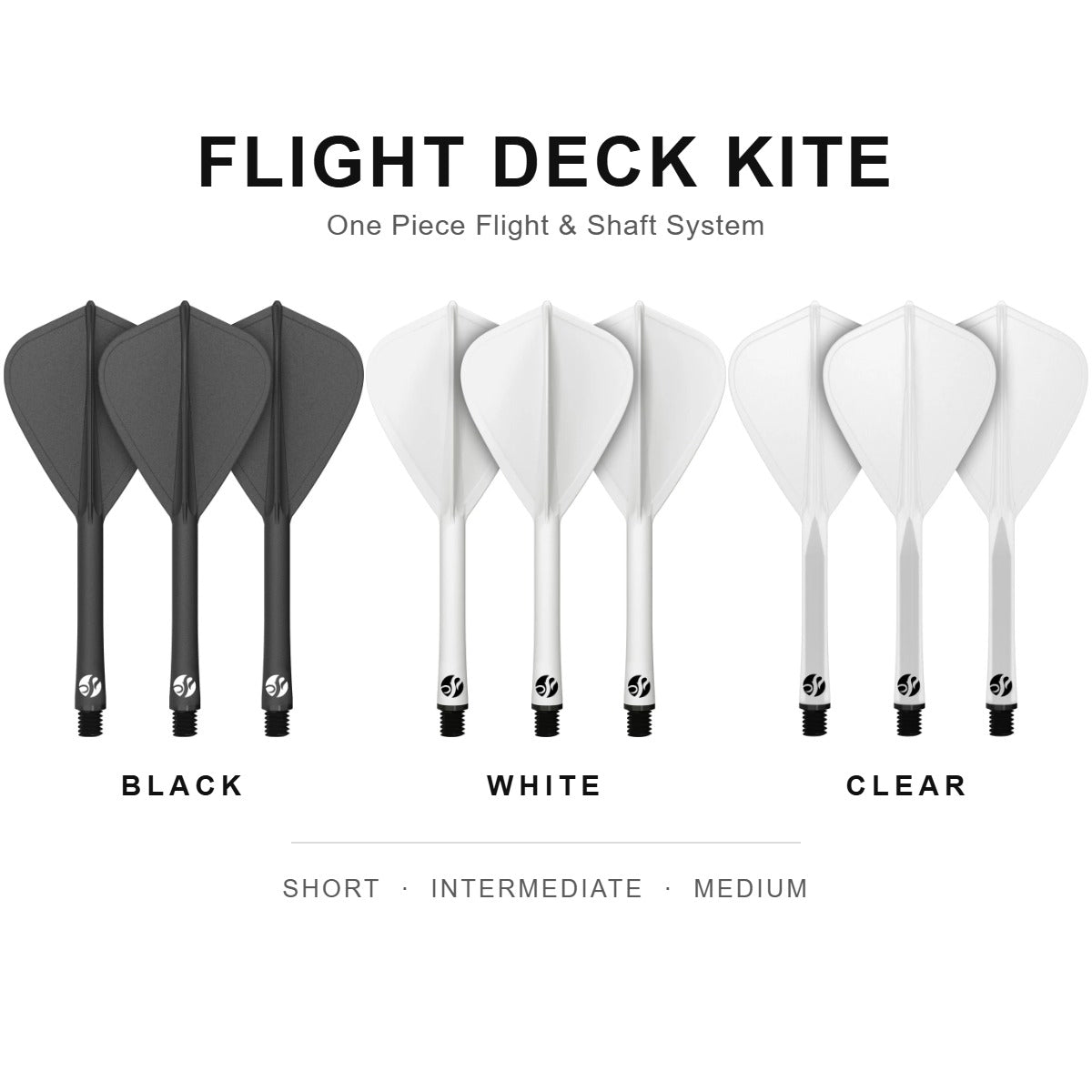 Shot Flight Deck Kite - available in Black, White and Clear, in Short, Intermediate and Medium