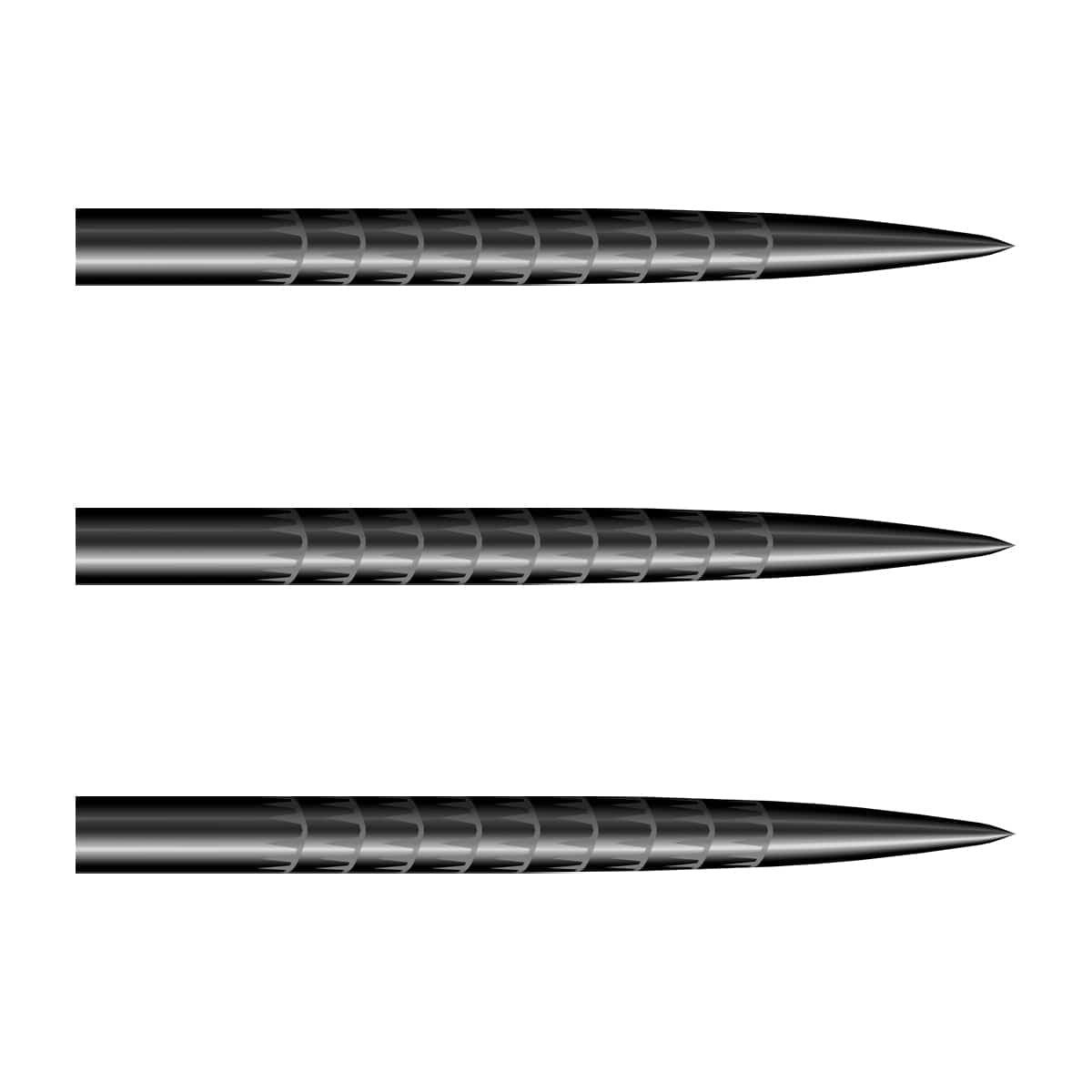 Shot Badlands Tracks steel tip dart points in black, three shown on a white background