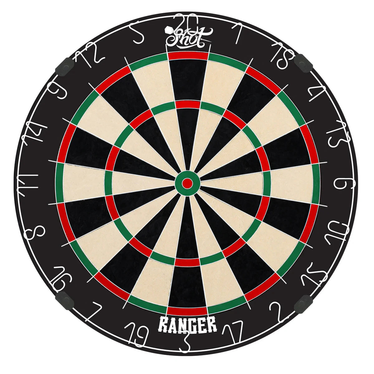 Full view bristle dartboard with staple-free wiring, crisp numbers, and high-contrast scoring zones on white background