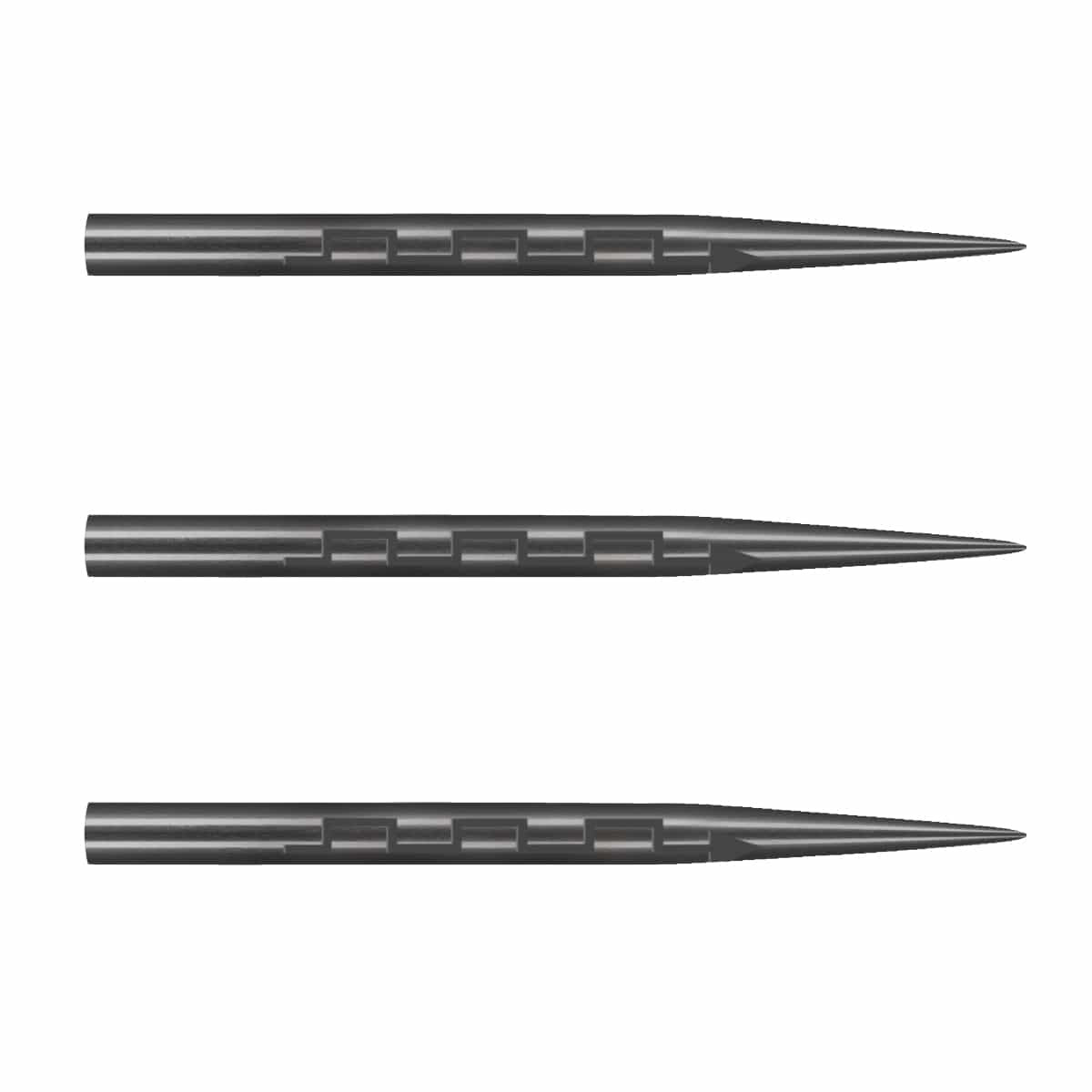 Shot Roman Empire steel tip dart points, three shown on a white background with the engraved cinder grip
