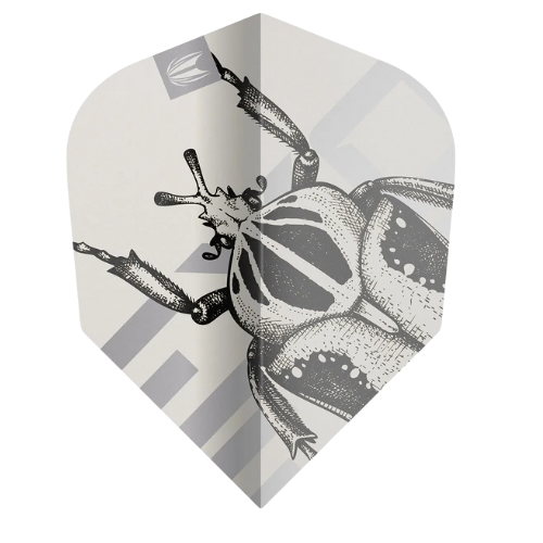 No.6 dart flight full view, unfolded with beetle graphic, isolated on white for dart accessories shoppers