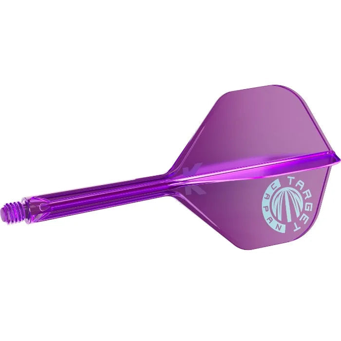 Purple K-Flex No.2 dart flight and shaft combo angled view, translucent finish, isolated on white for darts equipment buyers