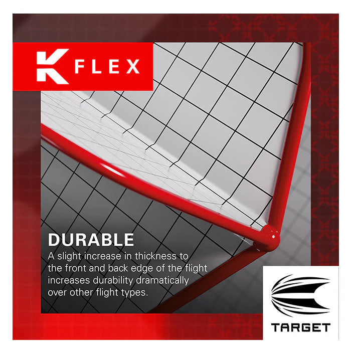 Close-up of dart flight edge showing reinforced design and grid overlay to highlight durability and flight construction