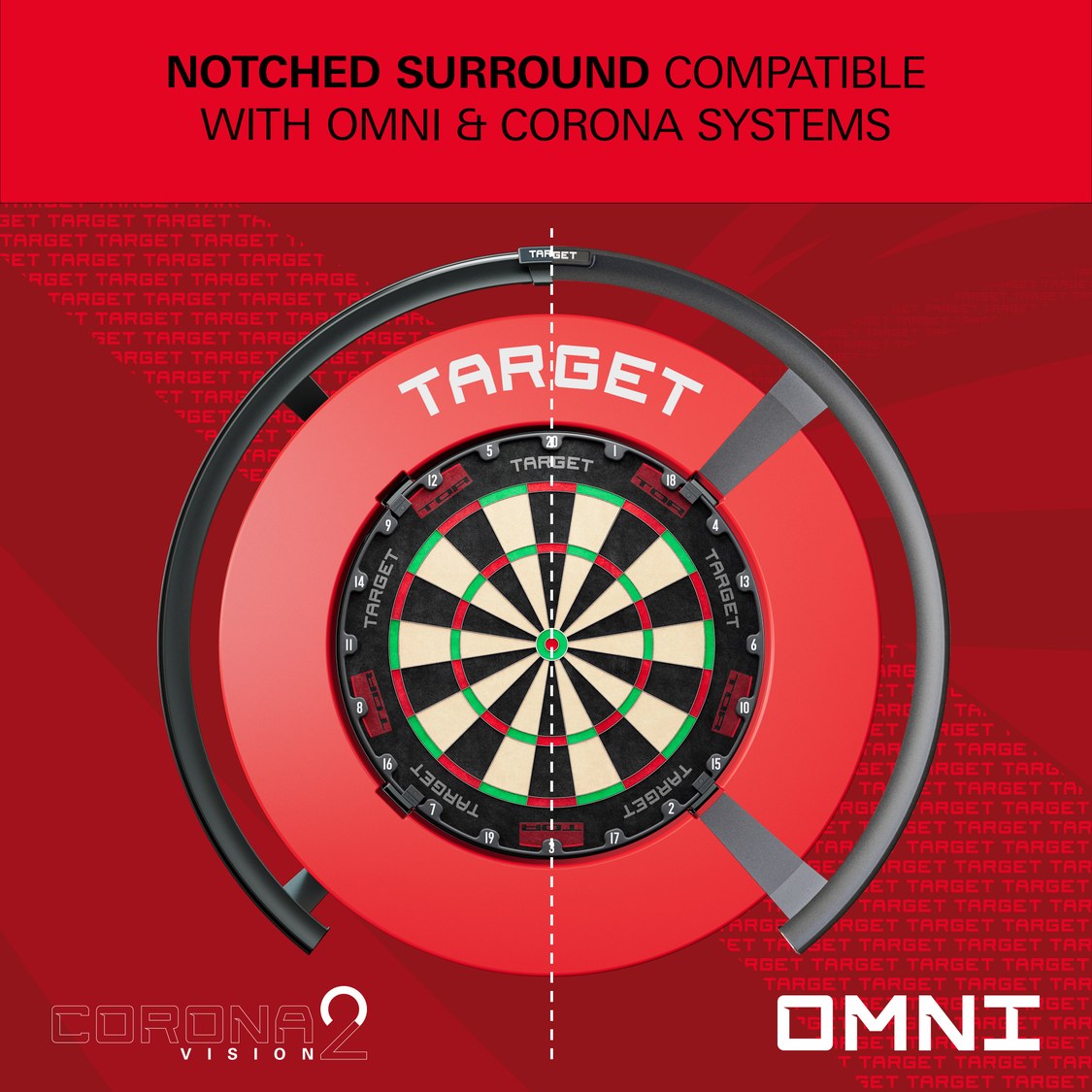 Target Notched Surround in red – notched design compatible with Omni and Corona Vision systems