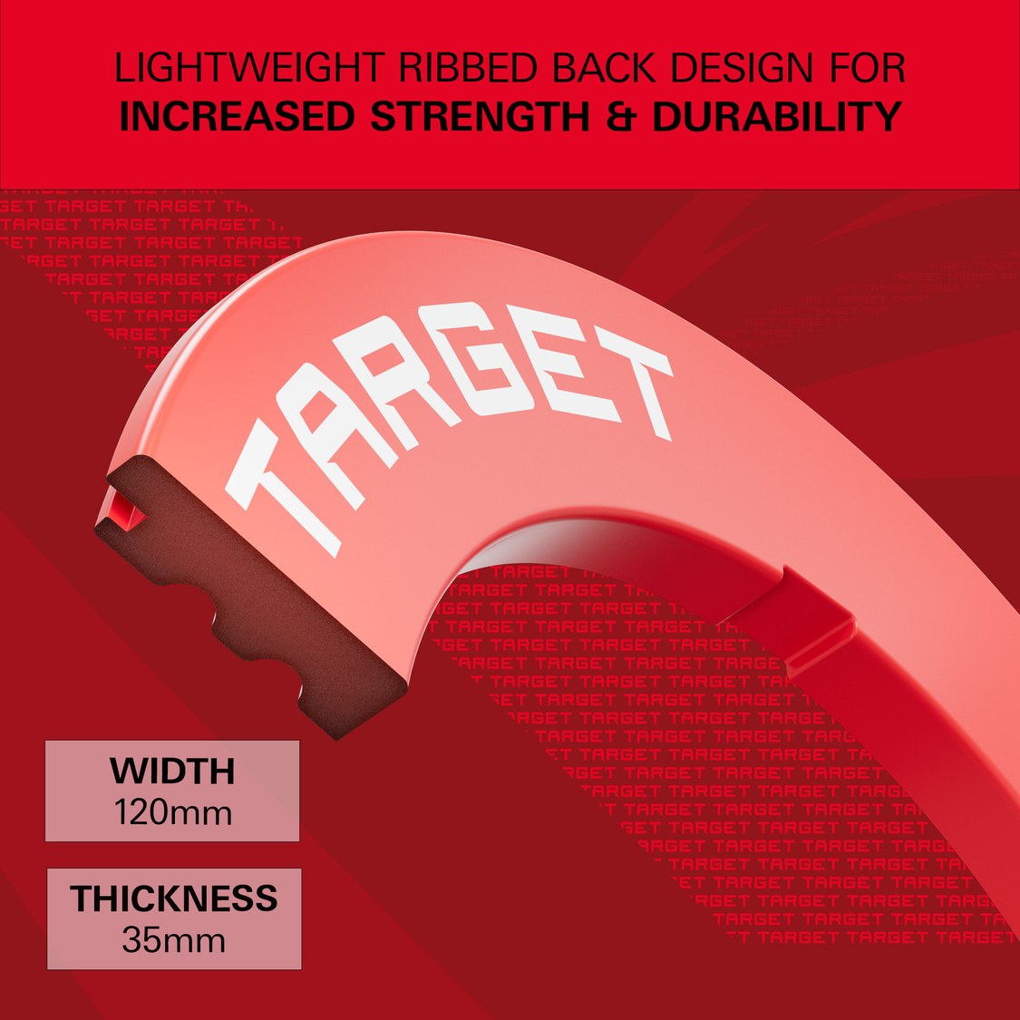Target Notched Surround in red – lightweight ribbed back, 120mm wide and 35mm thick